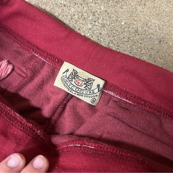 Juicy Couture Pants Womens Medium Red Y2K Velour Cargo Flare Wide Leg 2000s - Picture 3 of 8